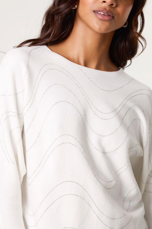 Qed London Embellished Swirl Fine Knit Jumper