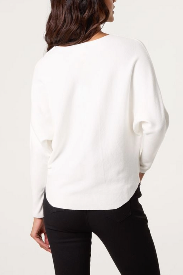 Qed London Embellished Swirl Fine Knit Jumper