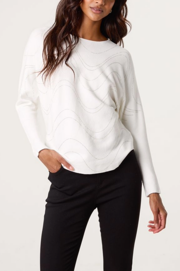qed london Embellished Swirl Fine Knit Jumper