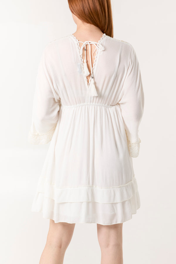 Qed London Embellished & Tassel Kimono Mini Dress