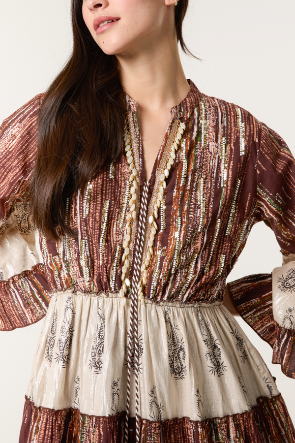 Qed London Embellished & Tassel Paisley Mini Dress