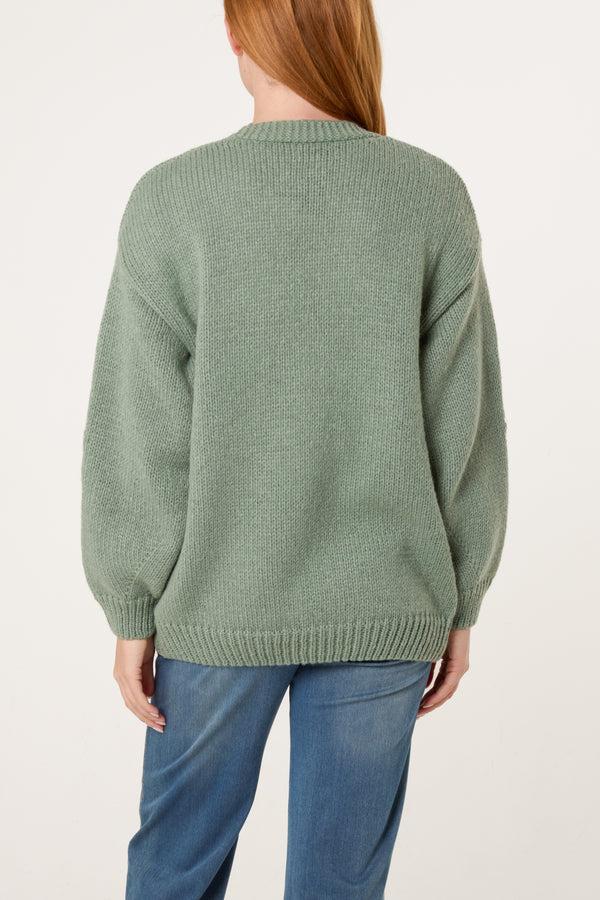 Qed London Embroidered Daisy Knit Cardigan