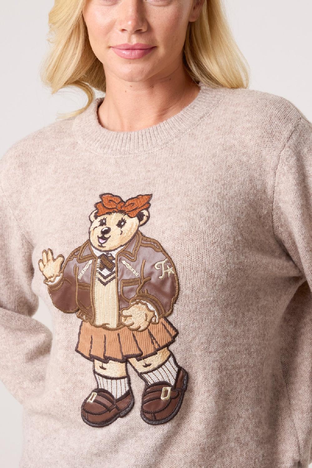Qed London Embroidered School Bear Knit Jumper