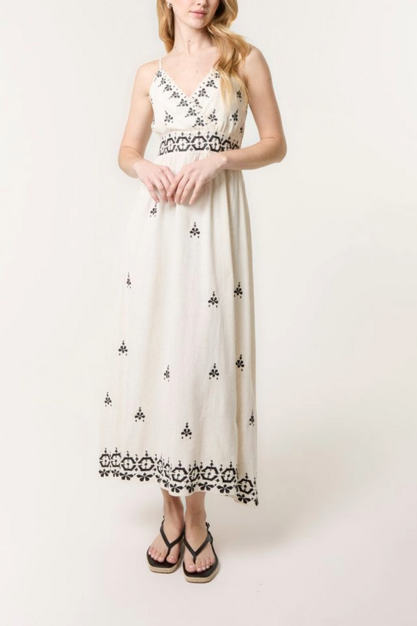 Qed London Embroidered Wrap Front Cami Dress