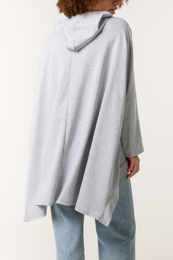 Qed London Faces Diamante High Low Hoodie