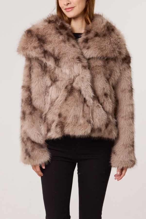 qed london Faded Faux Fur Coat