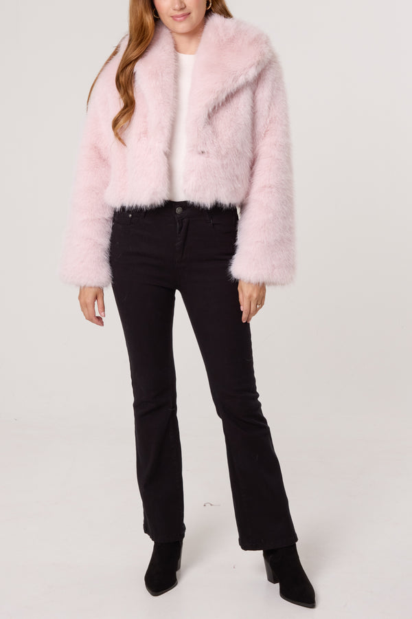 Qed London Faux Fur Cropped Jacket