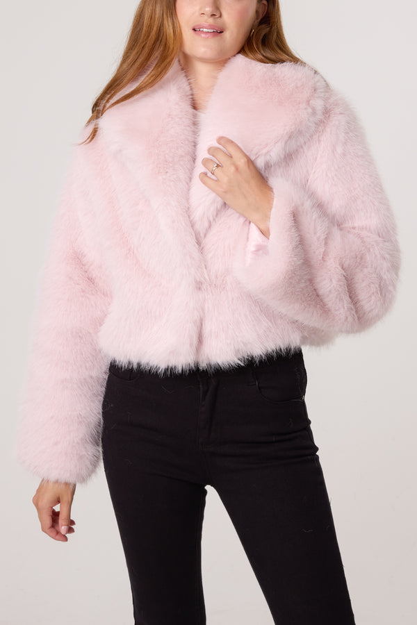 qed london Faux Fur Cropped Jacket