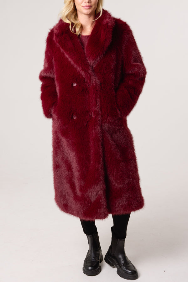 qed london Faux Fur Long Coat