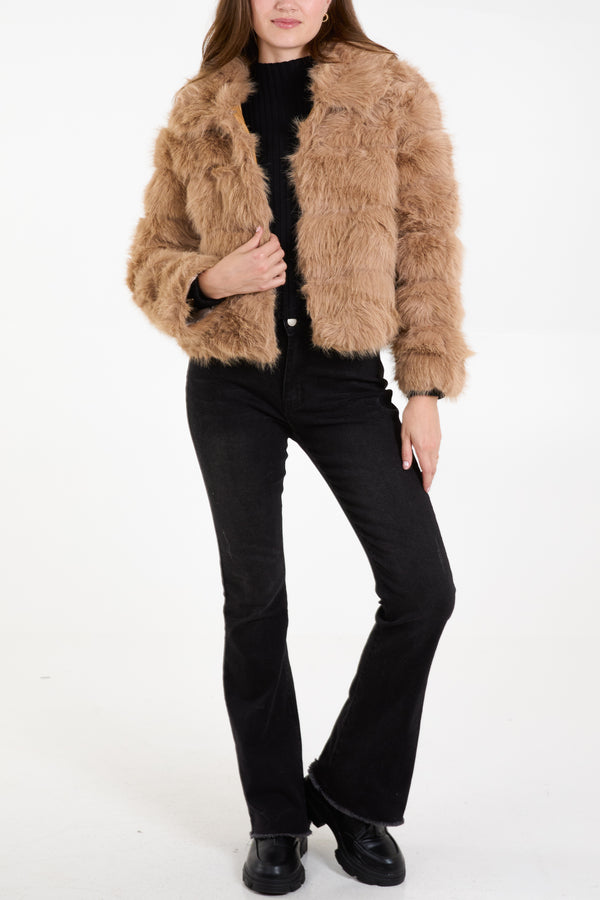 Qed London Faux Fur Pelted Jacket