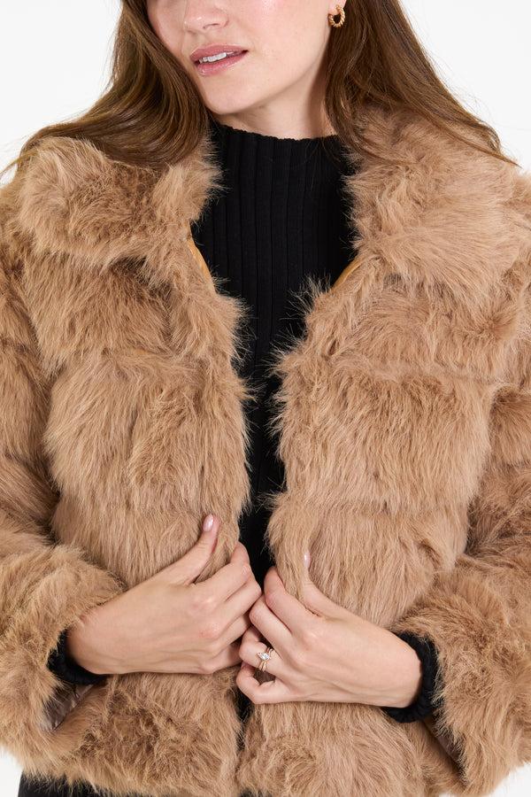 Qed London Faux Fur Pelted Jacket