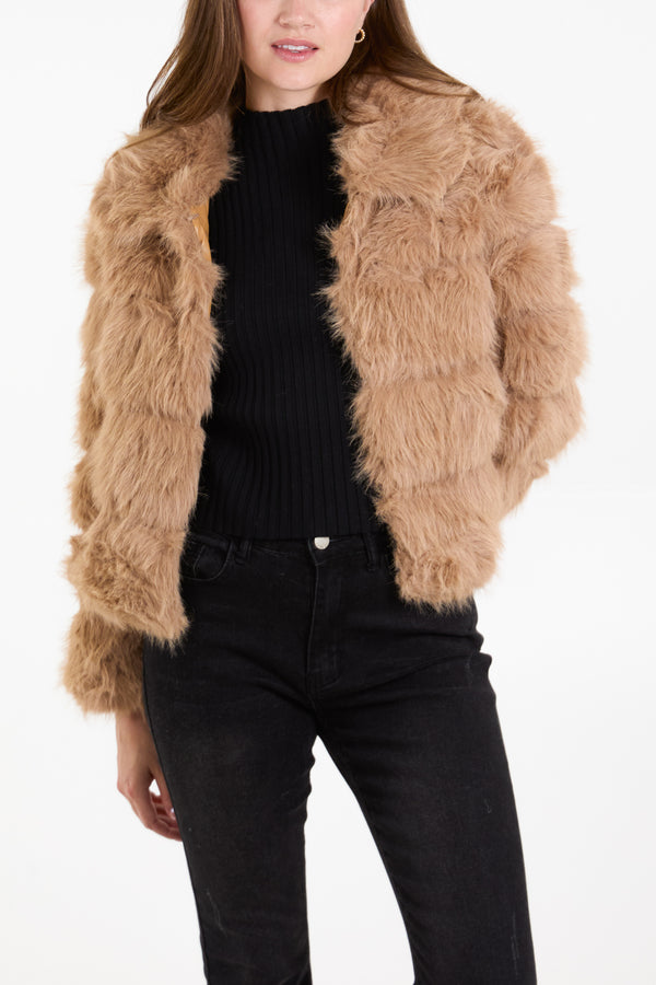 qed london Faux Fur Pelted Jacket