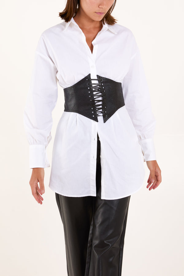 Qed London Faux Snakeskin Lace Up Bustier