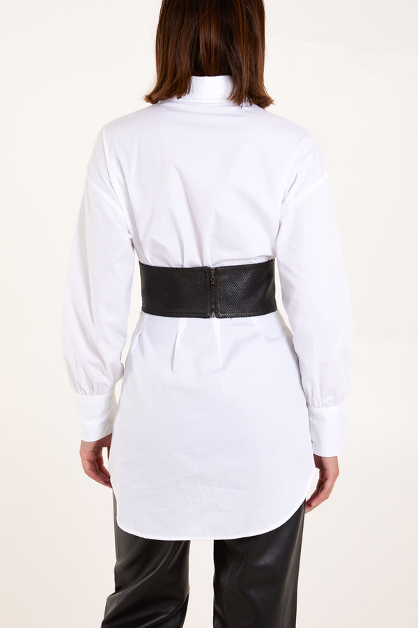 Qed London Faux Snakeskin Lace Up Bustier