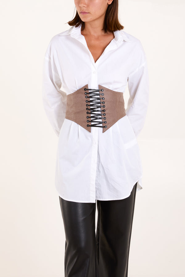 Qed London Faux Snakeskin Lace Up Bustier