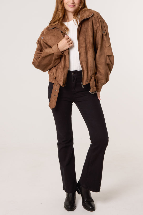 Qed London Faux Suede Biker Jacket