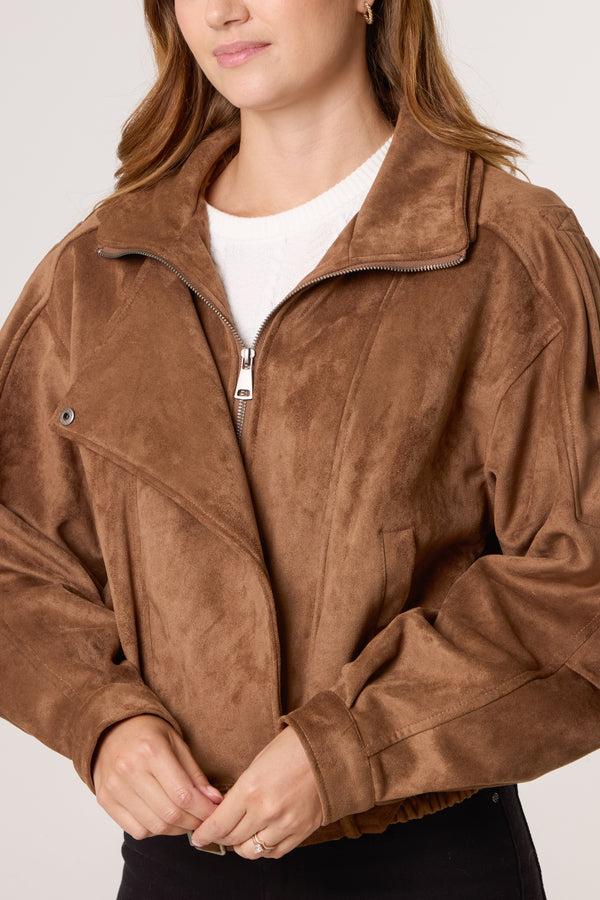 Qed London Faux Suede Biker Jacket