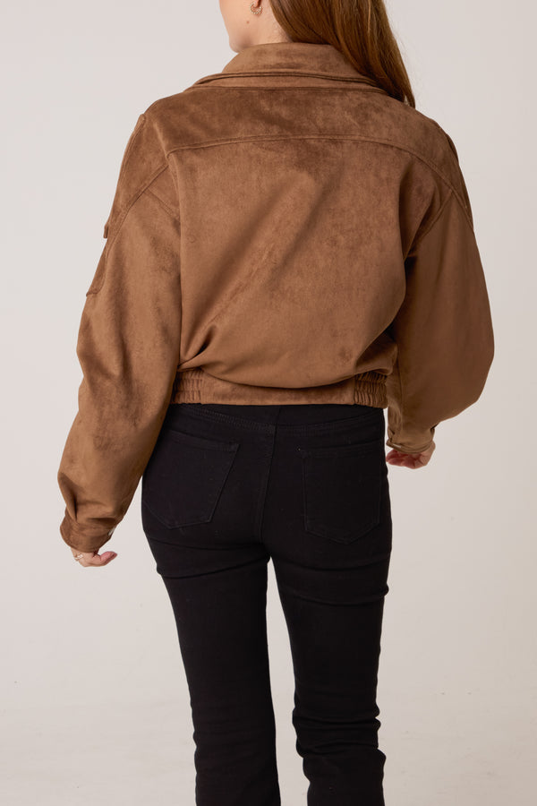 Qed London Faux Suede Biker Jacket