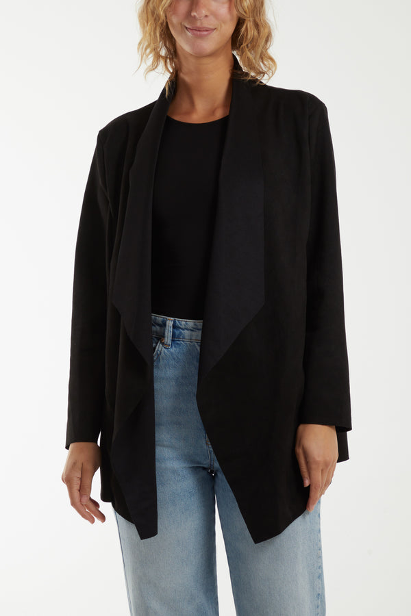 Qed London Faux Suede Waterfall Jacket