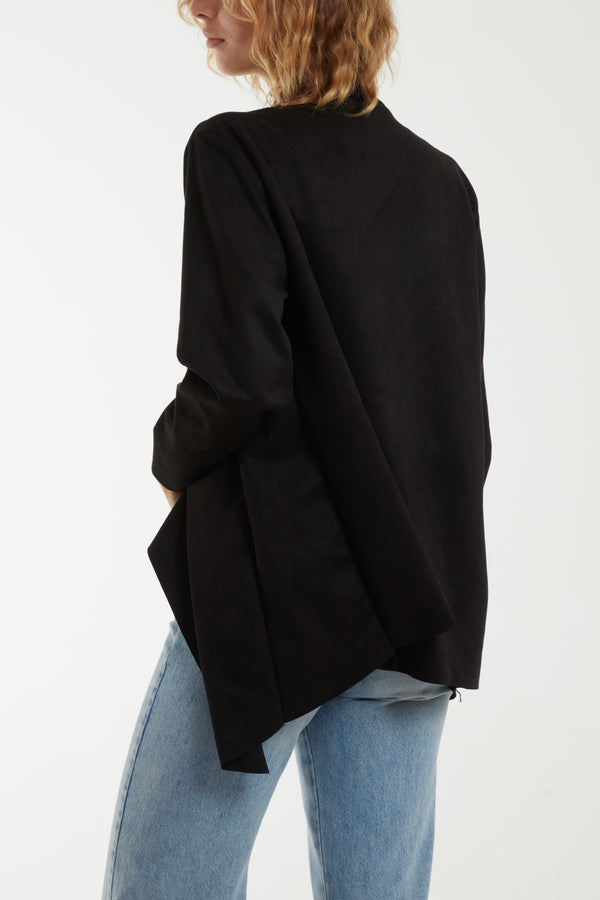 Qed London Faux Suede Waterfall Jacket