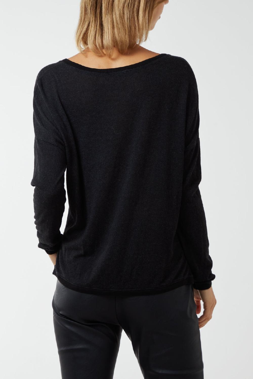 Qed London Fine Knit Button Cropped Cardigan