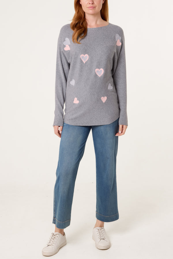 Qed London Fine Knit Heart Jumper