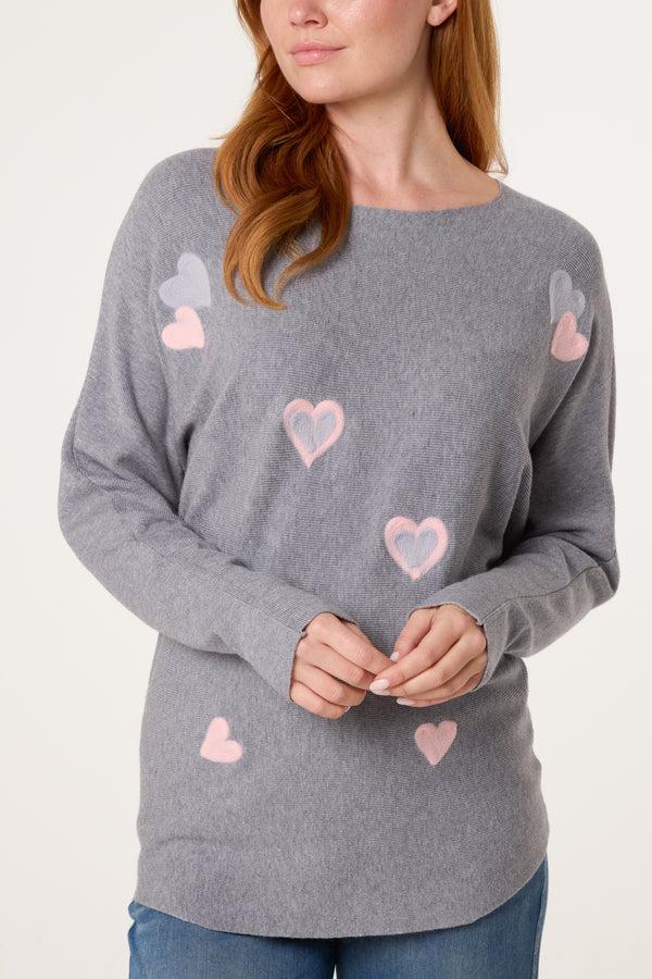 Qed London Fine Knit Heart Jumper