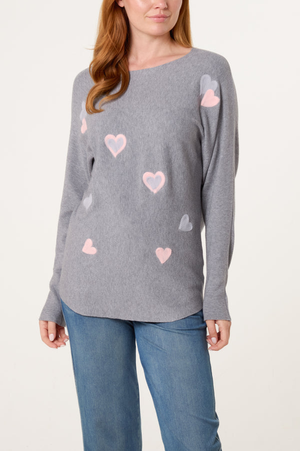 Qed London Fine Knit Heart Jumper