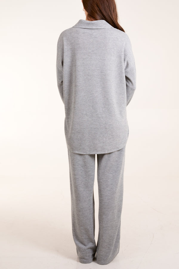 Qed London Fine Knit Shirt & Trousers Co-Ord