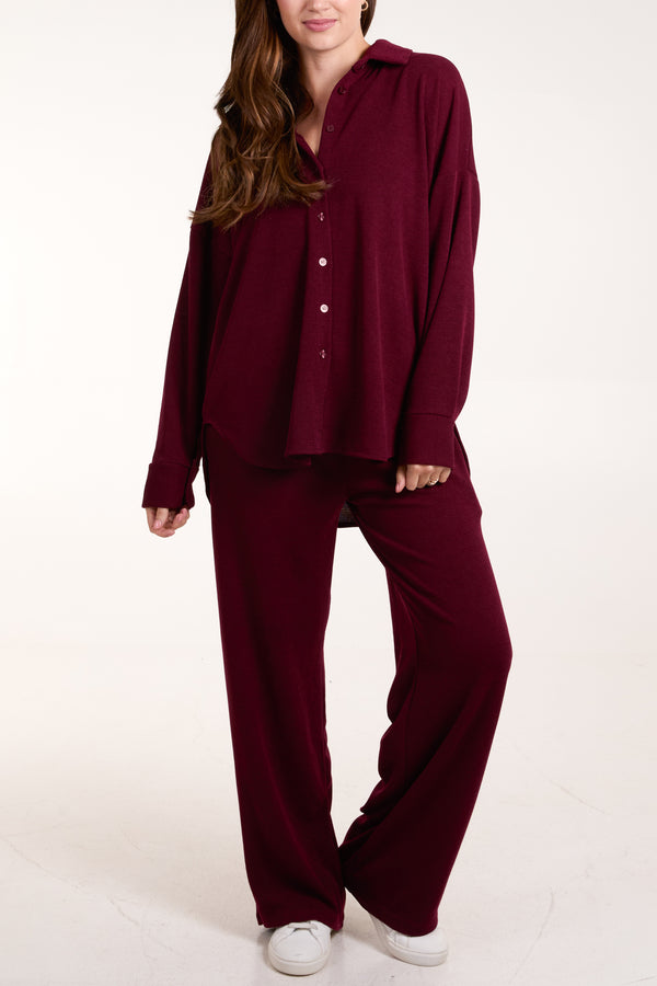 qed london Fine Knit Shirt & Trousers Co-Ord
