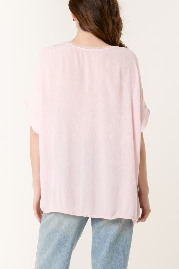 Qed London Fish Embroidery Short Sleeve Blouse