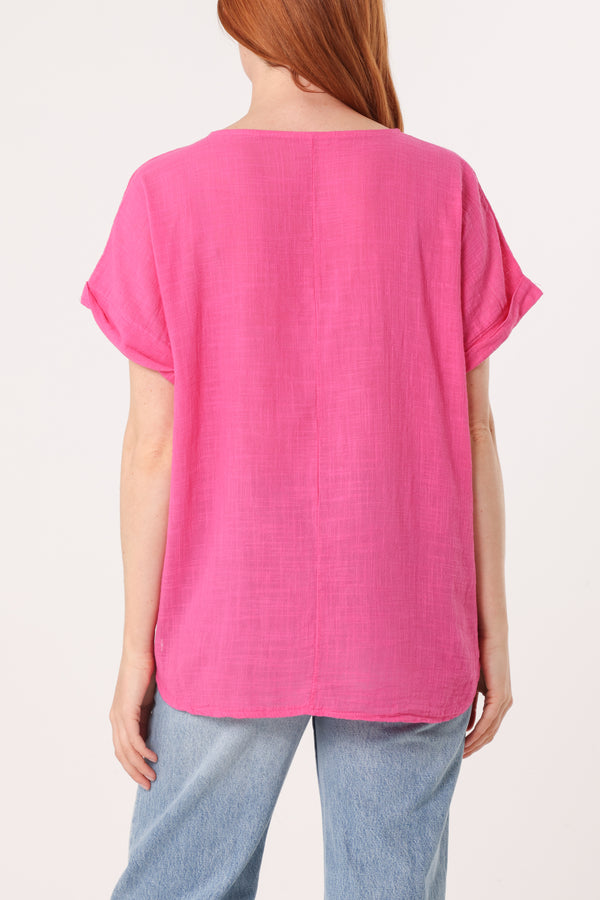 Qed London Fish Iridescent Print Cotton Top