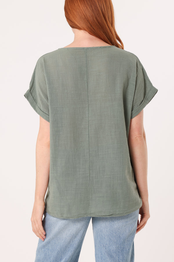 Qed London Fish Iridescent Print Cotton Top