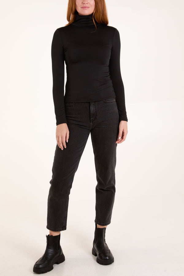 Qed London Fleece Lined Roll Neck Top