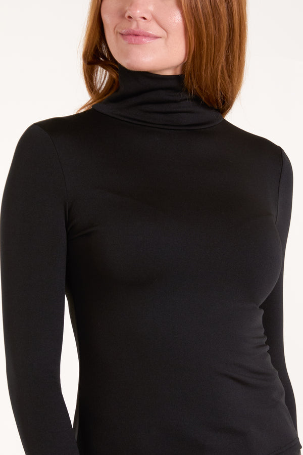 Qed London Fleece Lined Roll Neck Top