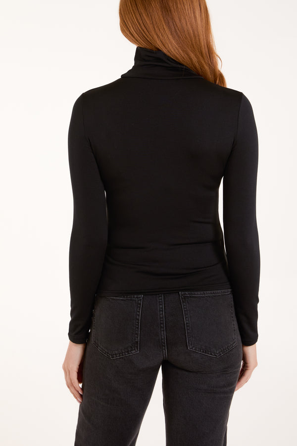 Qed London Fleece Lined Roll Neck Top