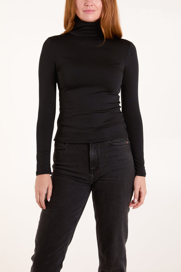 Qed London Fleece Lined Roll Neck Top