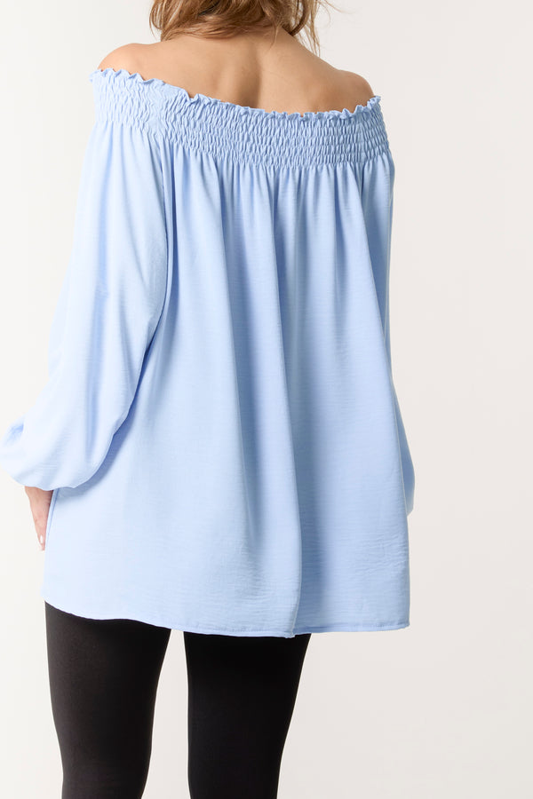 Qed London Floaty Long Sleeve Bardot Blouse