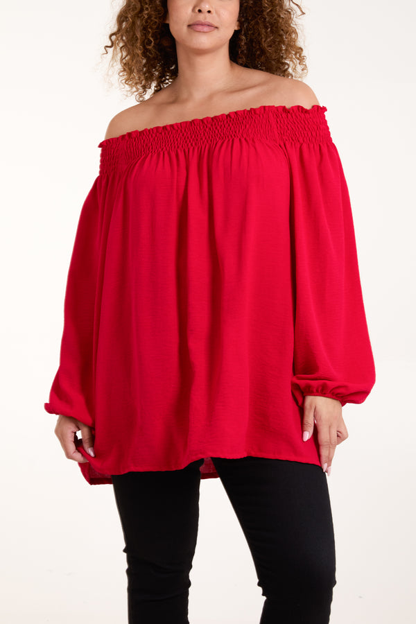 Qed London Floaty Long Sleeve Bardot Blouse