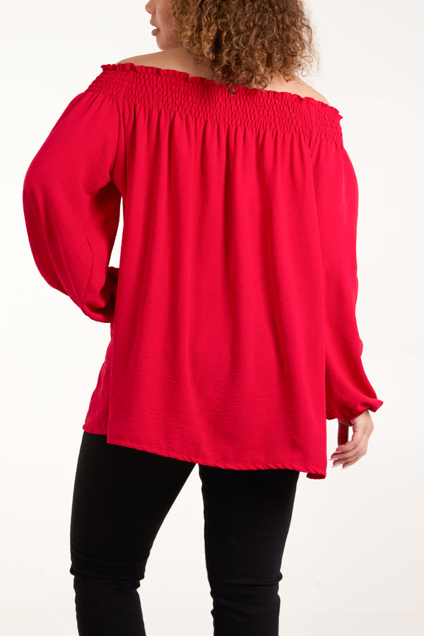 Qed London Floaty Long Sleeve Bardot Blouse