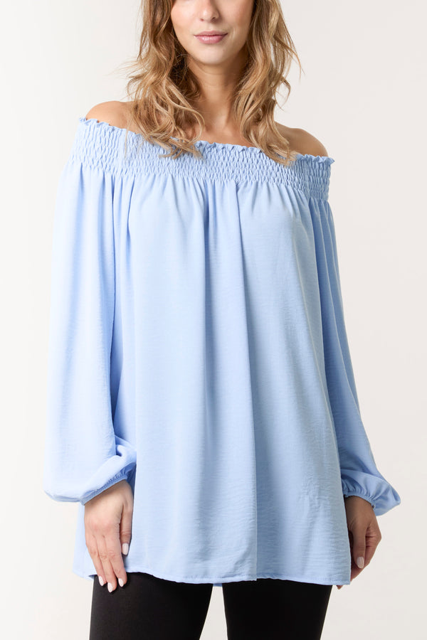 qed london Floaty Long Sleeve Bardot Blouse
