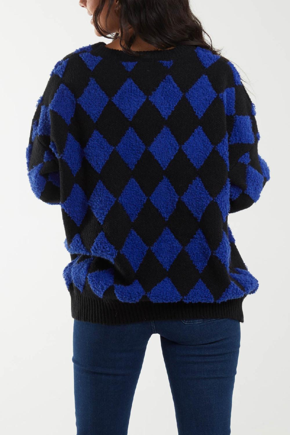 Qed London Flocking Diamond Argyle Knit Jumper