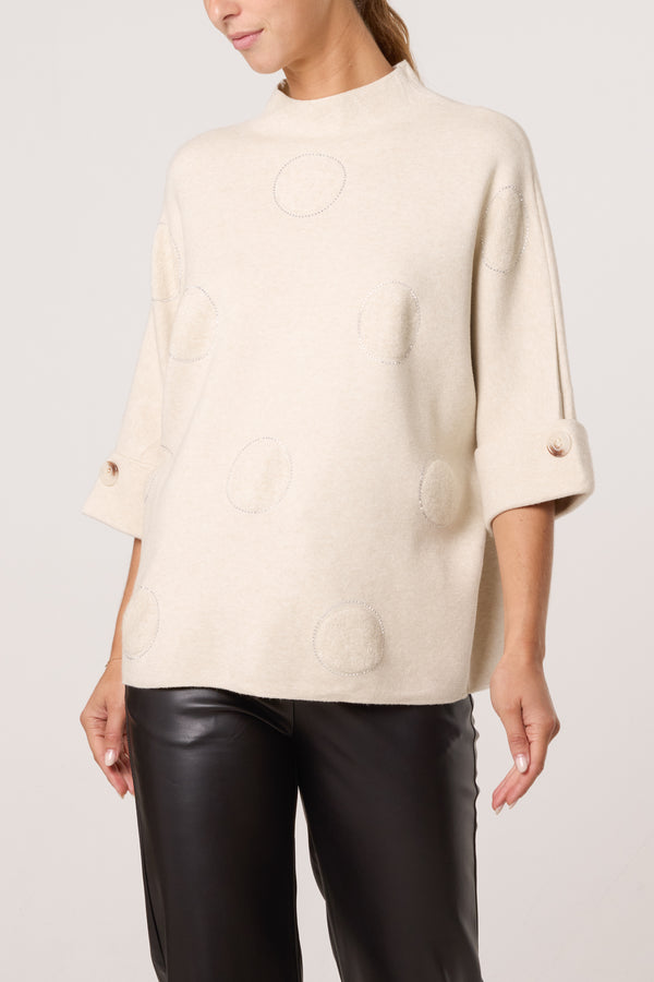 qed london Flocking Rhinestone Circle Jumper