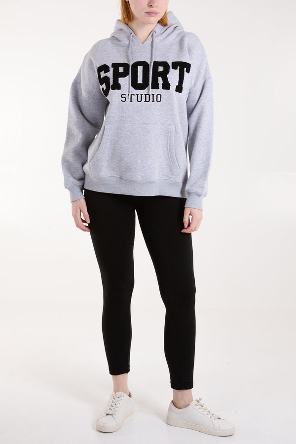 Qed London Flocking 'Sport Studio' Logo Hoodie