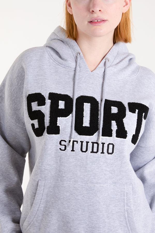 Qed London Flocking 'Sport Studio' Logo Hoodie