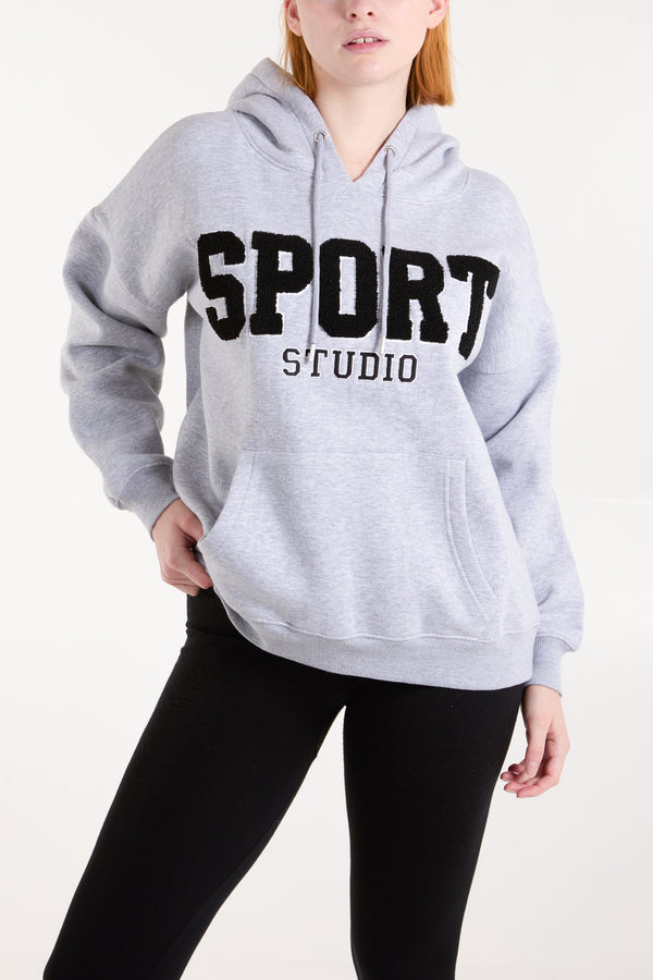qed london Flocking 'Sport Studio' Logo Hoodie