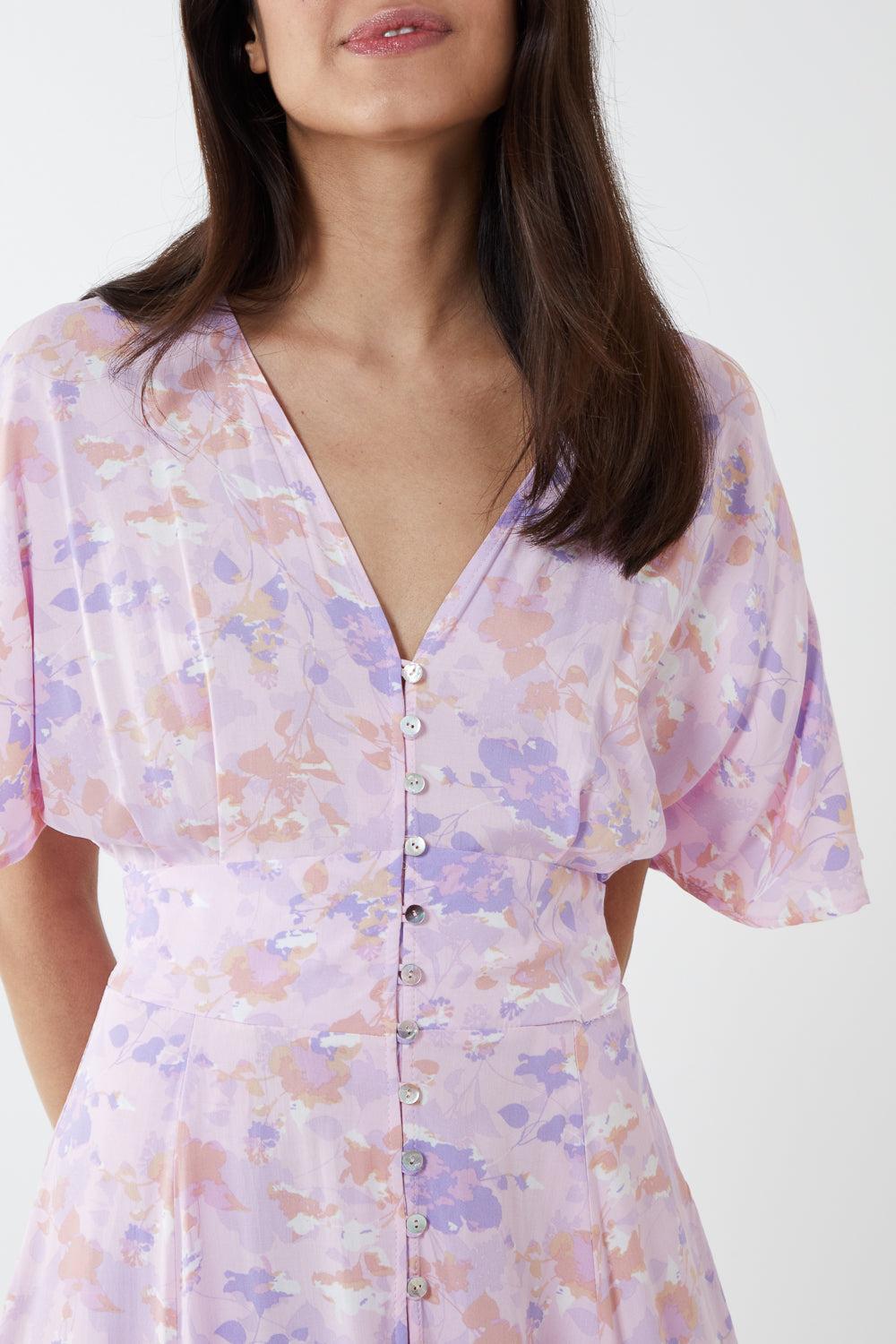 Qed London Floral Button Through Maxi Dress