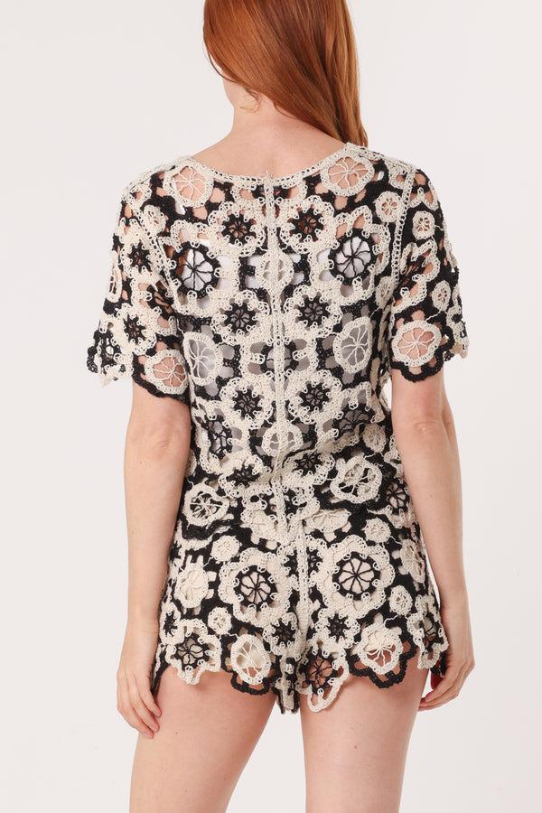Qed London Floral Crochet Top & Shorts Set