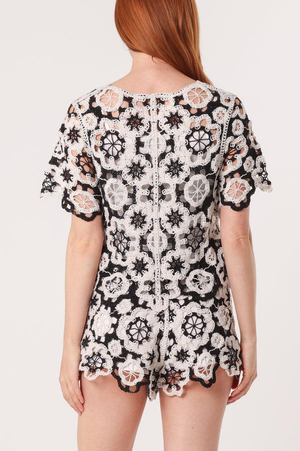 Qed London Floral Crochet Top & Shorts Set