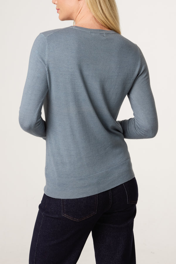 Qed London Floral Embroidered Knit Jumper